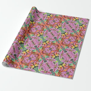 Gift Wrap Roll SG Red & Pink Poinsettias