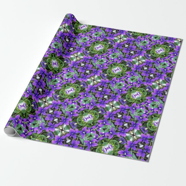 Gift Wrap Roll Woodland Violets (Unrolled)