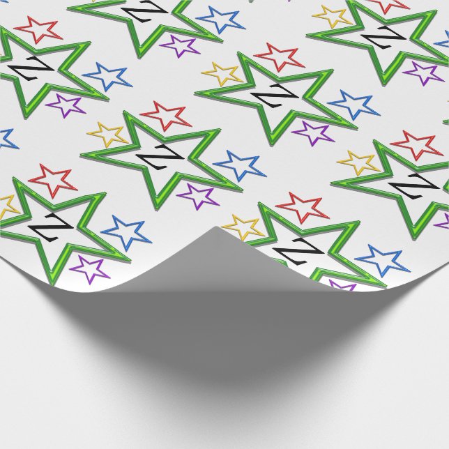 Gift Wrap - Stars with Initial (Corner)