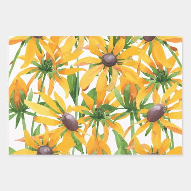 Gift Wrap with Black-Eyed Susan Floral Design (Front)