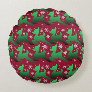 Gift Wrap'd Green Snowflake Round Pillow