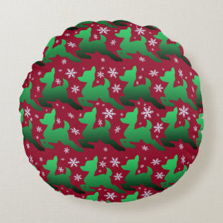 Gift Wrap'd Green Snowflake Round Pillow