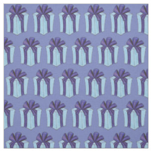 Gift Wrapped Birthday Present Bow Blue Purple Box Fabric