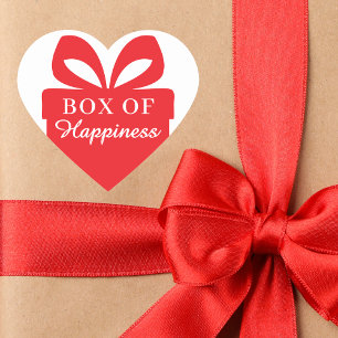 Gift Wrapping “Box of Happiness” Cute Red Heart Sticker