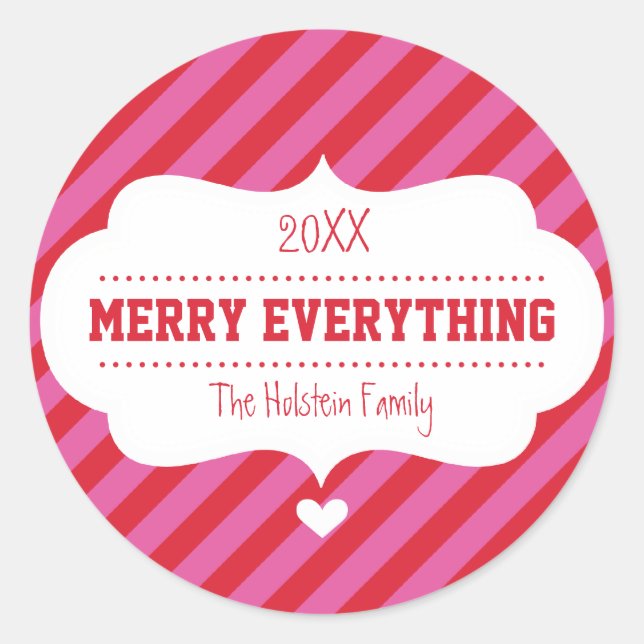 GIFT WRAPPING STICKER SEAL :: bow bright stripe (Front)