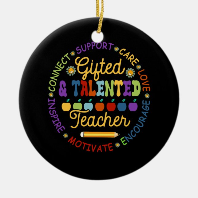 Gifted And Talented Teacher Appreciation Week Back Ceramic Tree Decoration (Front)