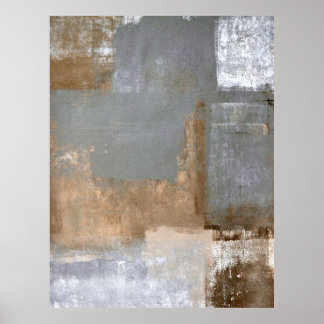 'Gifted' Grey and Beige Abstract Art Poster Print