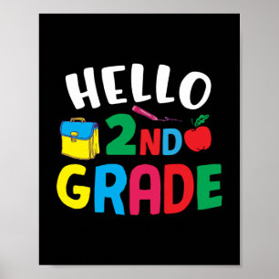 Gifts 2nd Teacher   Hello 2nd Grade Poster