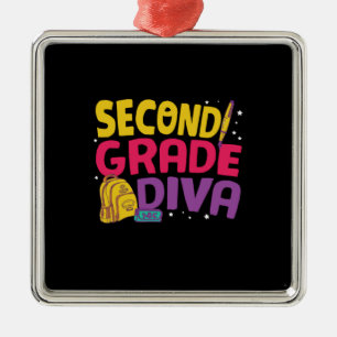 Gifts 2nd Teacher Second Grade Diva Metal Tree Decoration
