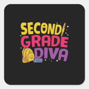 Gifts 2nd Teacher Second Grade Diva Square Sticker