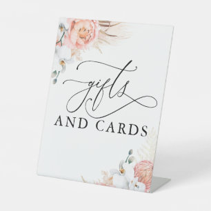 Gifts and Cards Pink Floral Pampas Grass Sign