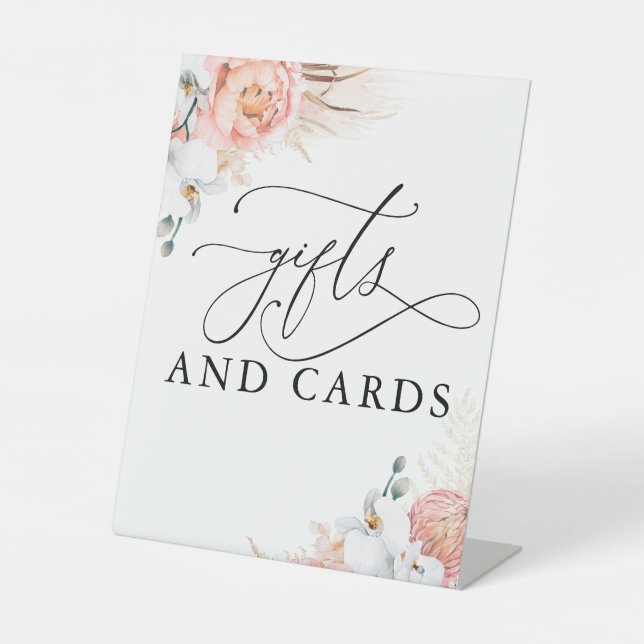 Gifts and Cards Pink Floral Pampas Grass Sign (Front)