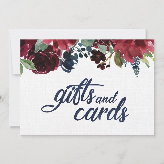 Gifts and Cards Sign Navy Watercolor Font (Front)