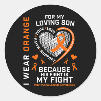 Gifts Apparel Orange Son Multiple Sclerosis Awaren Classic Round Sticker