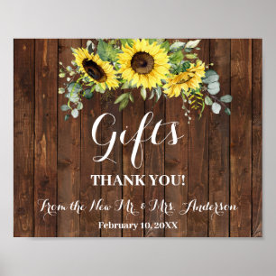 Gifts Bridal Shower Wedding Western Sunflower Sign