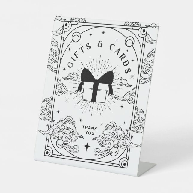 Gifts & Cards Black & White Tarot Baby Shower Pedestal Sign (Front)