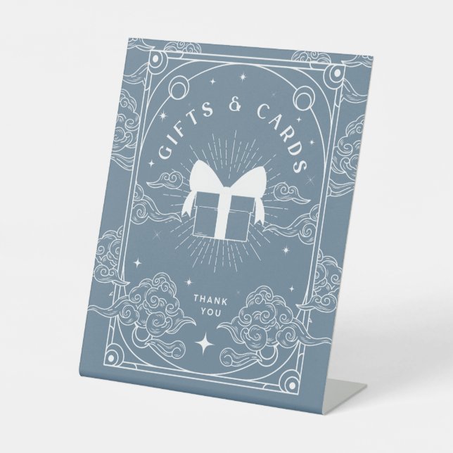 Gifts & Cards Blue Tarot Baby Shower Pedestal Sign (Front)