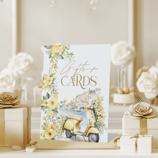 Gifts Cards Positano Amalfi Vespa Bridal Shower Pedestal Sign (Creator Uploaded)