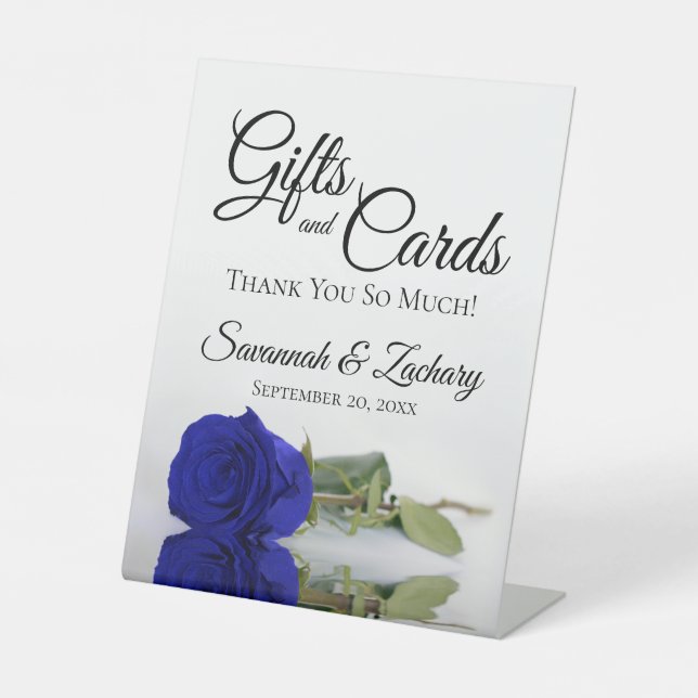 Gifts & Cards Royal Blue or Cobalt Rose Thank You Pedestal Sign (Front)