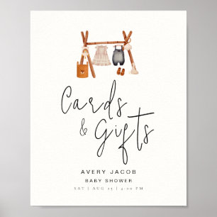 Gifts Cards Sign Minimal Boho Clothes Baby Shower 