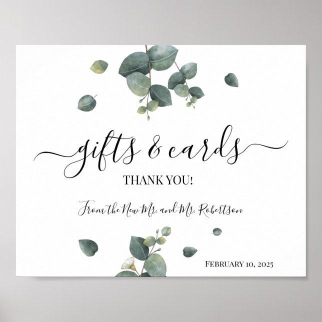 Gifts & Cards Wedding Greenery Eucalyptus Sign (Front)