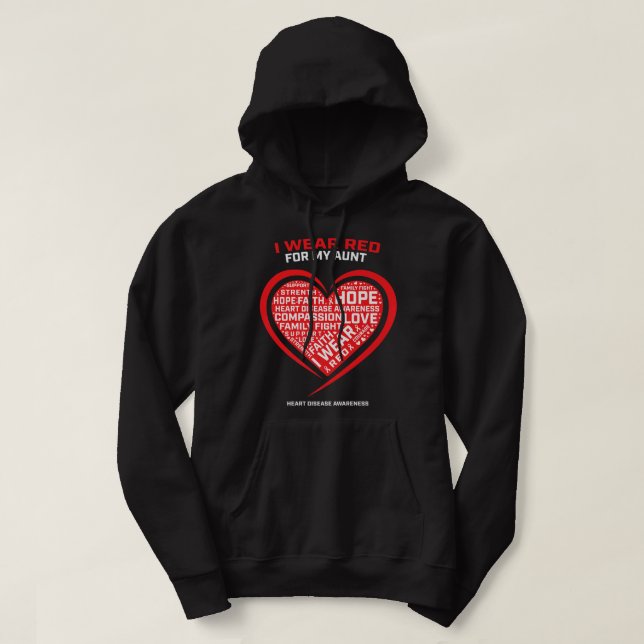 Gifts Clothes I Wear Red For My Aunt Heart Disease Hoodie (Design Front)