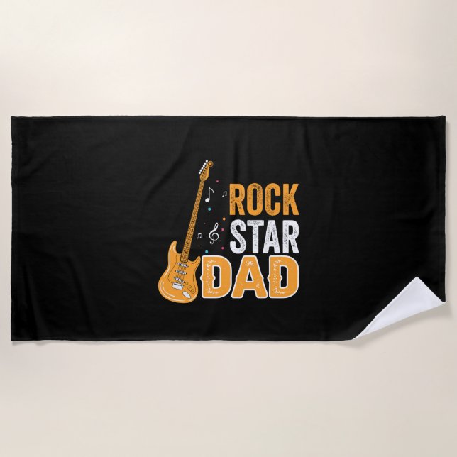 Gifts Dad | Rock Star Dad Beach Towel (Front)