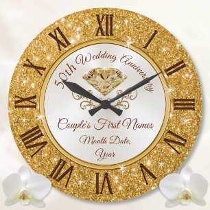 Gifts for 50th Wedding Anniversary for Friends Large Clock