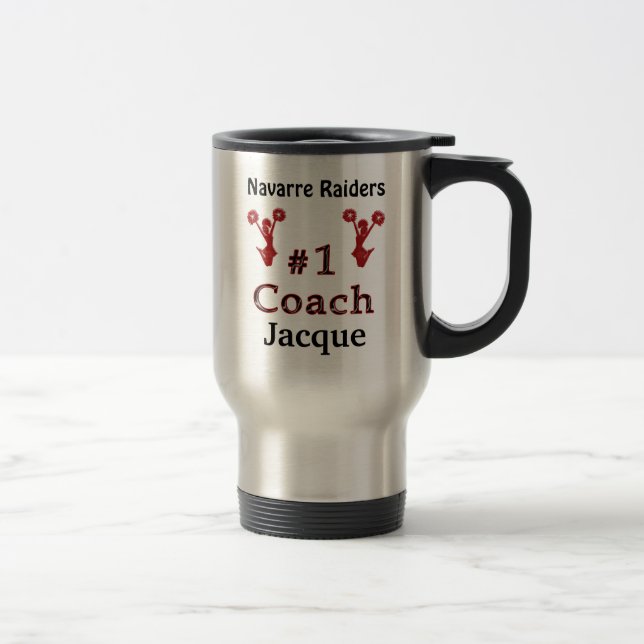 Gifts for Cheerleading Coaches PERSONALIZED Travel Mug (Right)