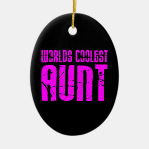 Gifts for Cool Aunts : Pink Worlds Coolest Aunt Ceramic Tree Decoration