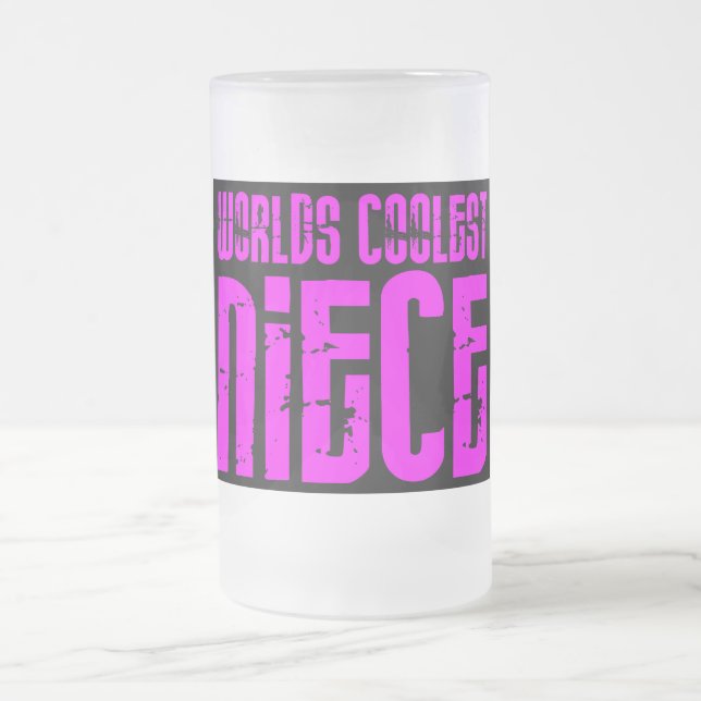 Gifts for Cool Nieces : Pink Worlds Coolest Niece Frosted Glass Beer Mug (Center)
