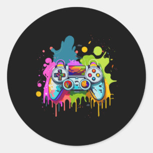 Gifts For Gamers Paint Controller Gaming Apparel V Classic Round Sticker