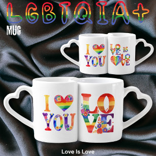 Gifts for Gay Trans LGBTQIA Couples Personalised Coffee Mug Set