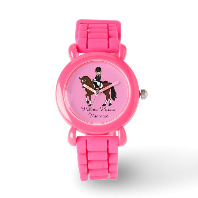 Gifts for girls - I love horses - dressage rider Watch (Front)