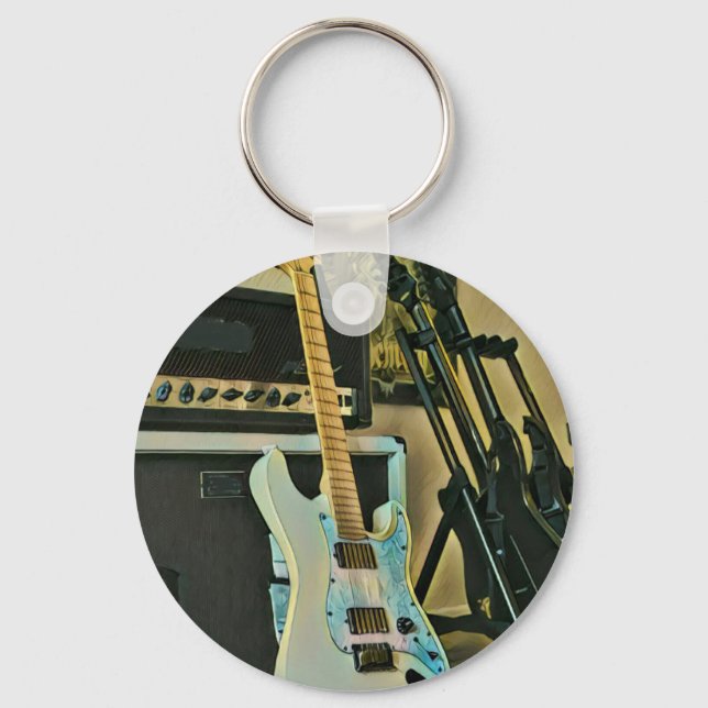 Gifts for guitar lovers key ring (Front)