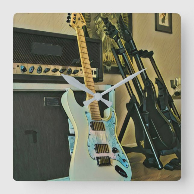 Gifts for guitar lovers square wall clock (Front)