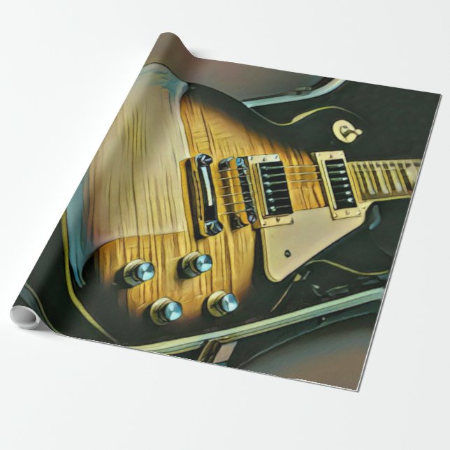Gifts for guitarist wrapping paper (Unrolled)