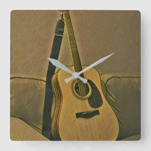 Gifts for guitarists square wall clock