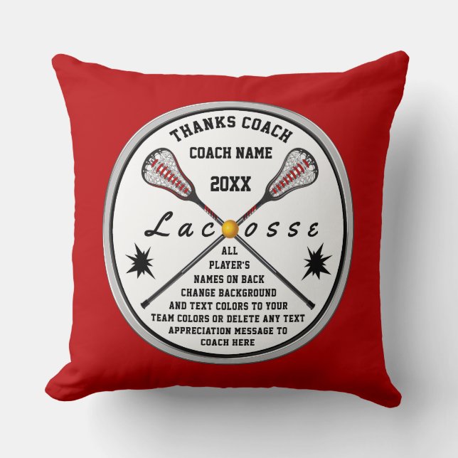 Gifts for Lacrosse Coaches in Your Colours and Cushion (Front)