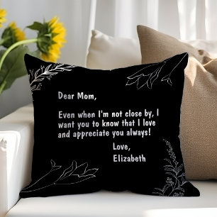 Gifts For Mom Black Personalized Letter to Mom Fle Cushion