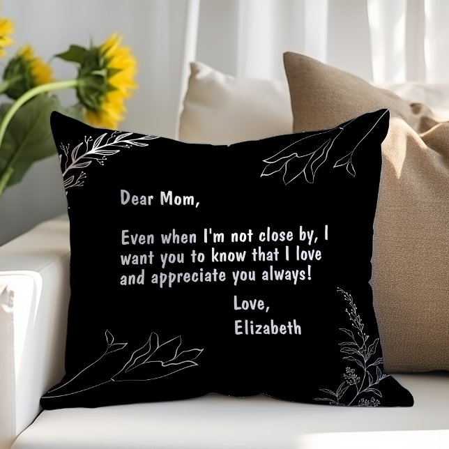 Gifts For Mum Black Personalised Letter to Mum Fle Cushion (Creator Uploaded)