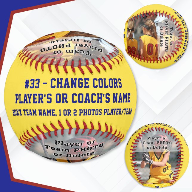 Gifts for Softball Seniors, Customisable Softball (Senior night softball gifts or softball team gift ideas. Personalized softball coach gifts. Blue)