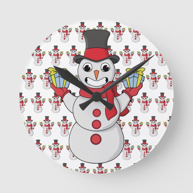 Gifts for you from Snowman Round Clock (Front)