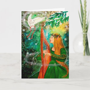 Gifts Given, Gifts Returned - Elf Maiden, Owl Holiday Card
