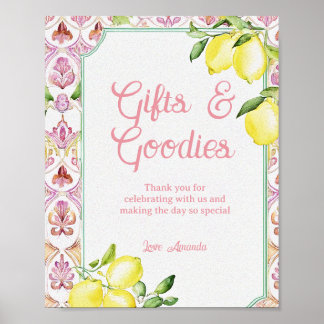 Gifts & Goodies Sign Pink Yellow Lemon Shower