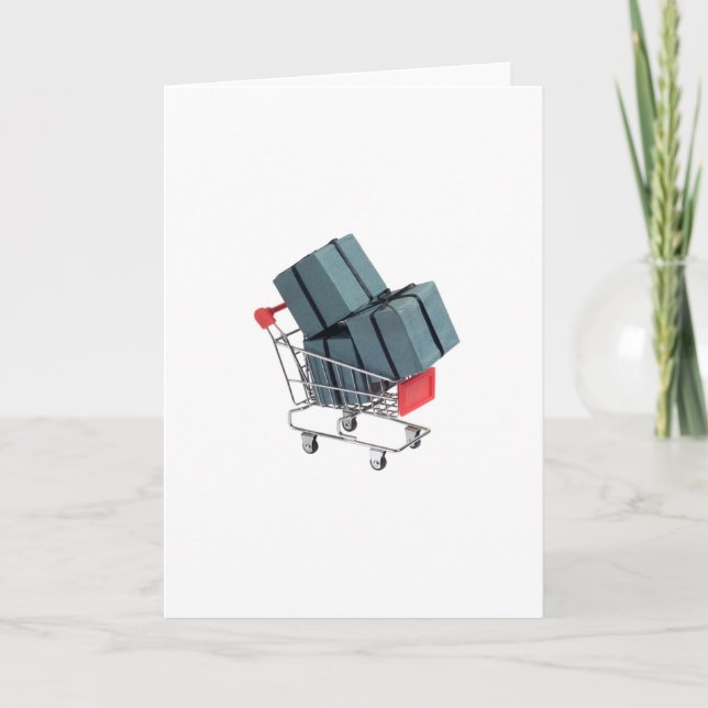 Gifts in trolley holiday card (Front)