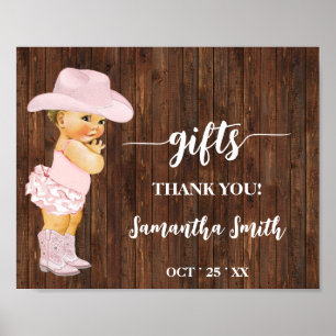 Gifts Little Pink Cowgirl Western Baby Shower Sign