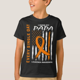 Gifts Loss Of Papa Orange Leukaemia Awareness Flag T-Shirt
