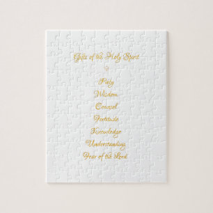 Gifts of The Holy Spirit in 3D Look Golden Script Jigsaw Puzzle