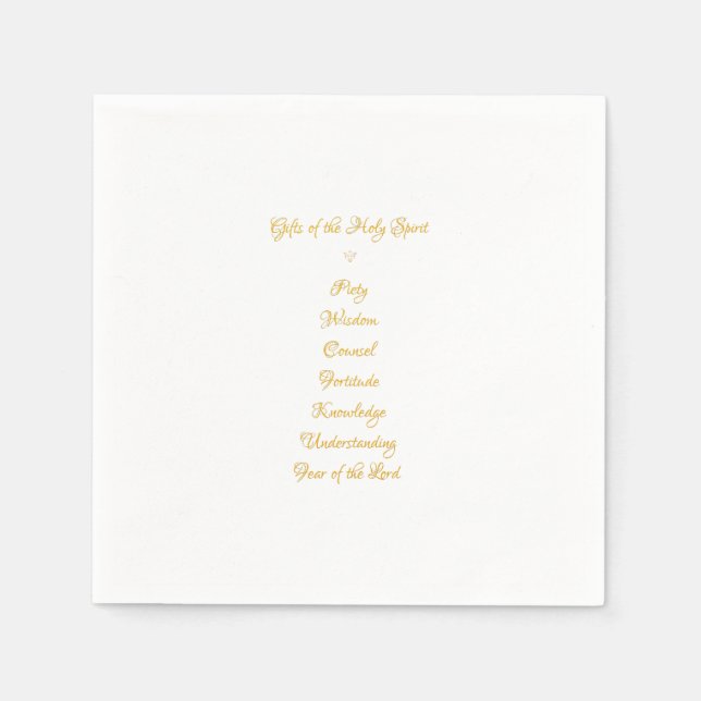 Gifts of The Holy Spirit in 3D Look Golden Script Napkin (Front)